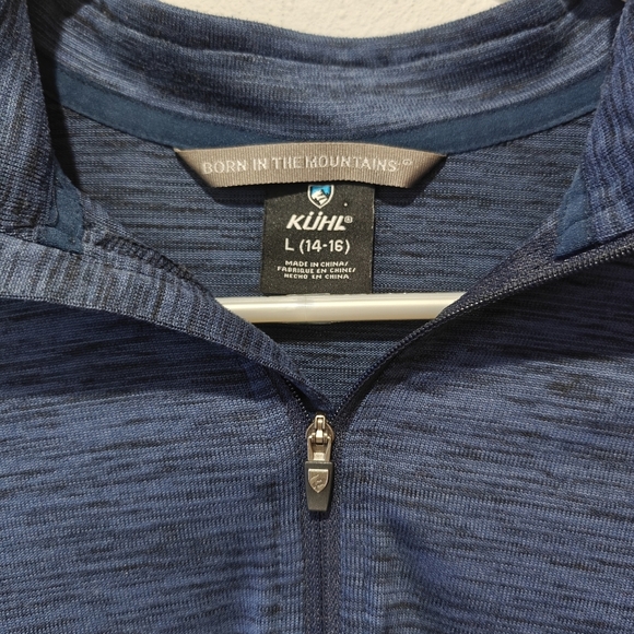 Kuhl Sweater Womens Small 1/4 Zip Navy Blue Collared - Picture 4 of 6